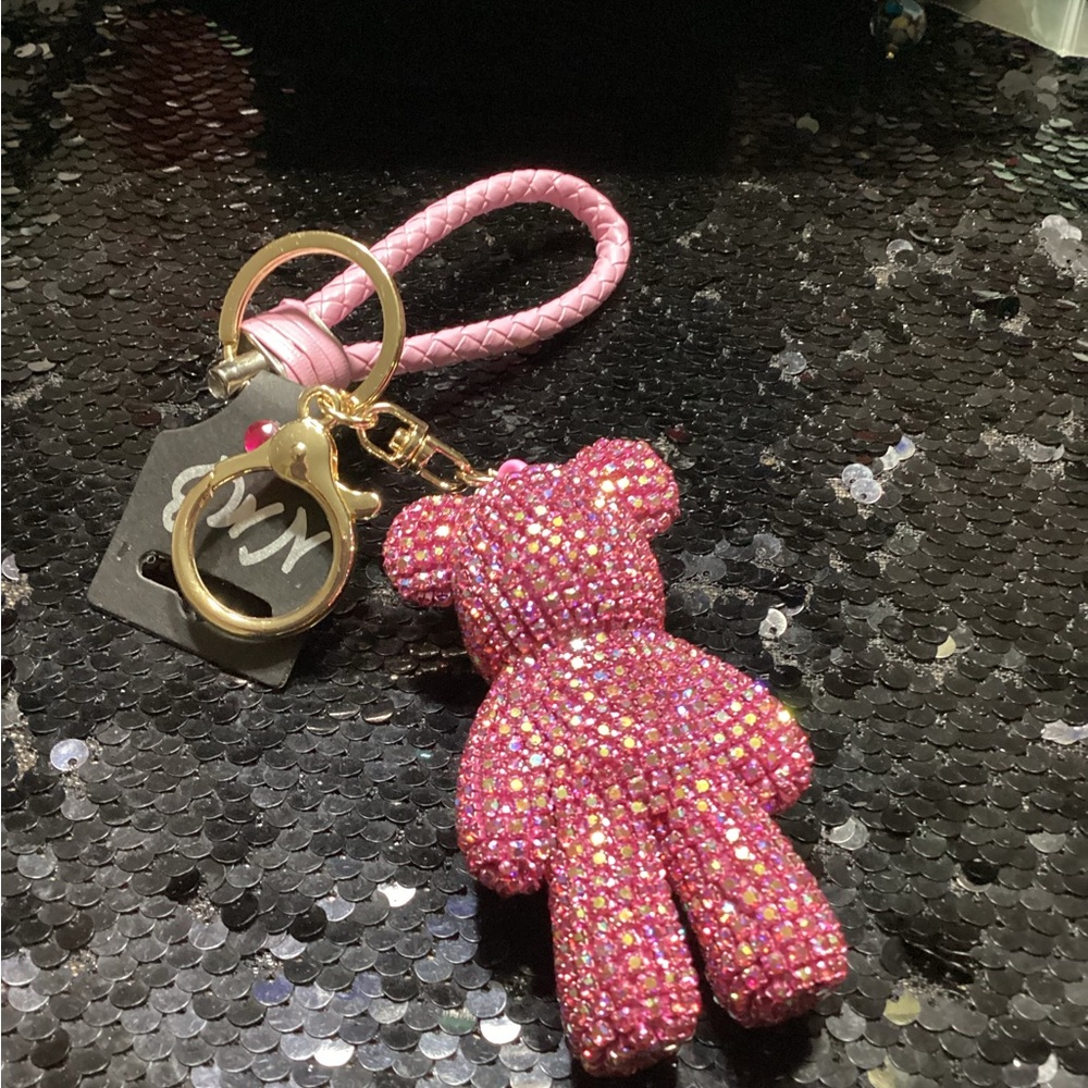 Pink Rhinestone Bear Bag/Key Charm - Picture 3 of 5